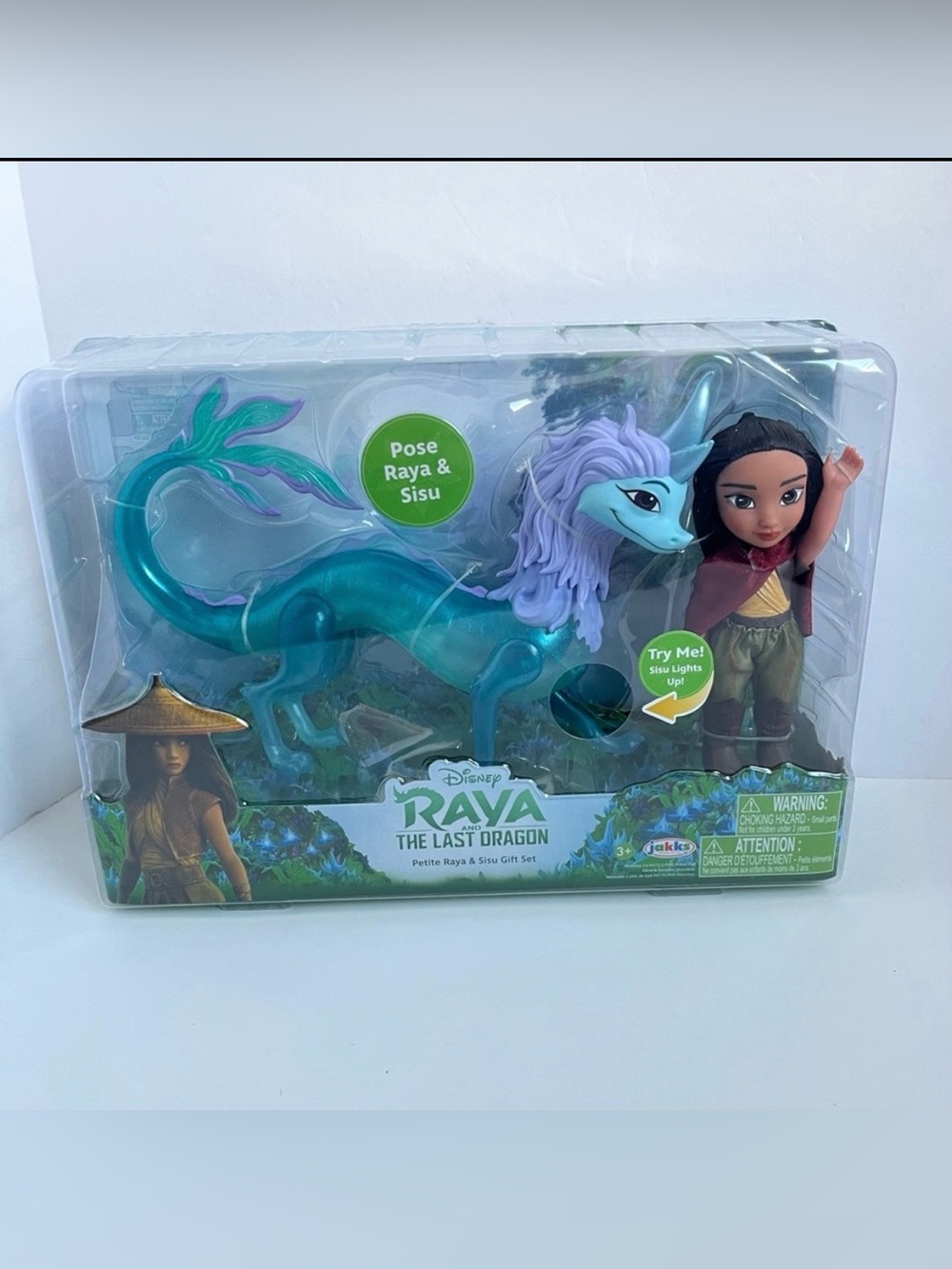 DISNEY Raya and the Last Dragon petite Raya & Sisu doll gift set, sisu lights up